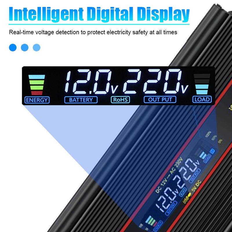 DC12v 24v To AC 220v Modified Sine Wave Inverter Power Transformer Power Converter Solar Inverter W LED Display 3000/4000/5000W