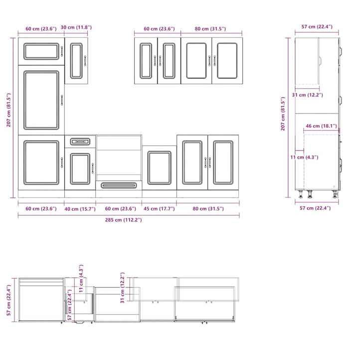 VidaXL Ensemble d'armoires cuisine 8pcs Kalmar blanc bois d'ingénierie, ensemble d'armoires, étagère de rangement, placard, 3314791