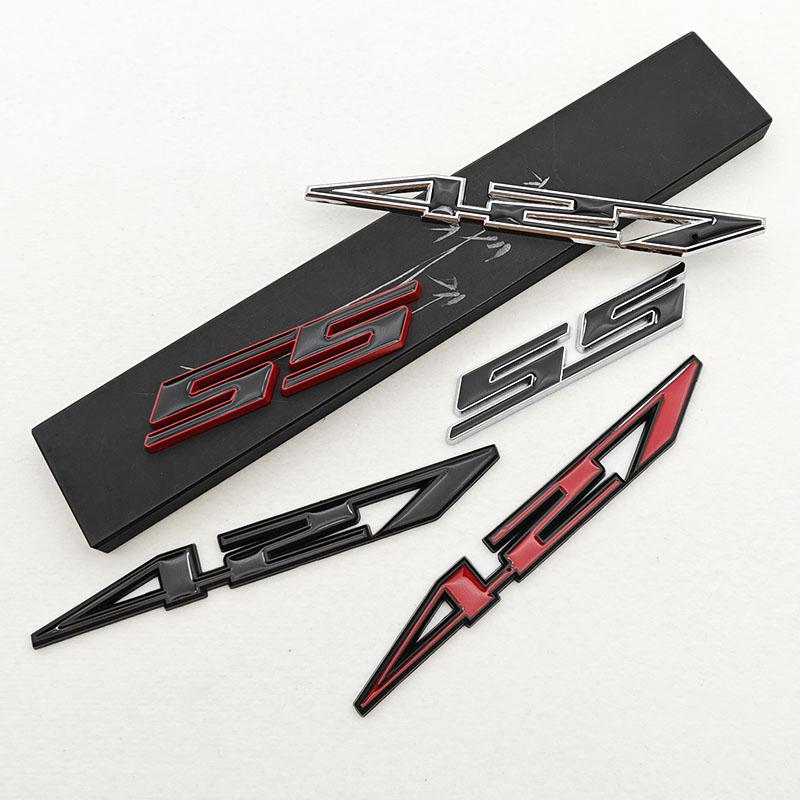 3D Metal Logo 427 SS Car Sticker Fender Side Badge Rear Trunk Emblem Decal For Chevrolet SS 427 Car Universal Assessories