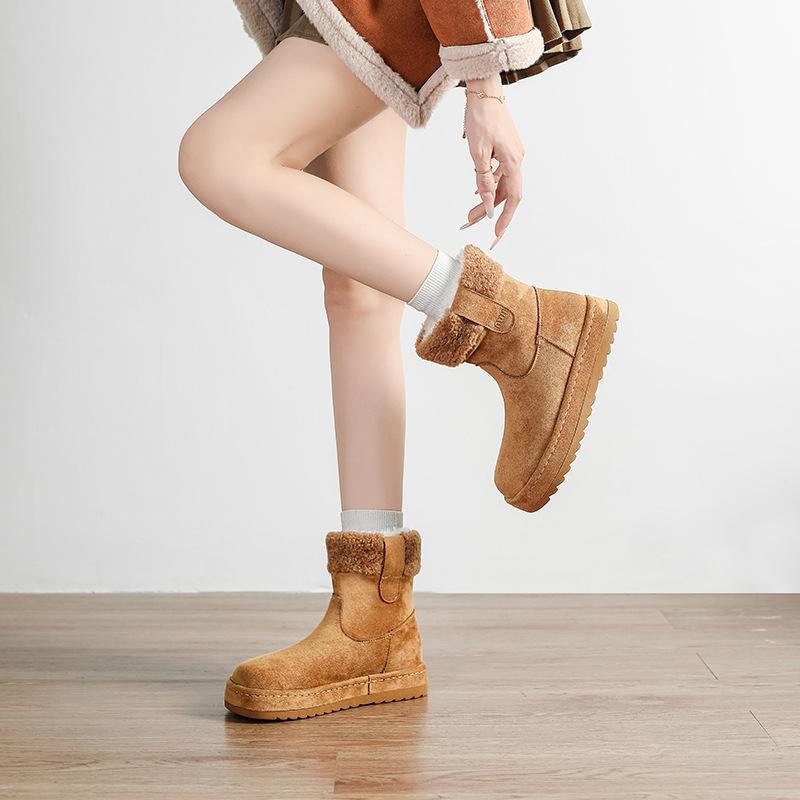 Wool Snow Boots Women's 2025 Winter New Retro Thick-soled Birkenstock Short Boots Piled Warm Northeast Wool Cotton Shoes