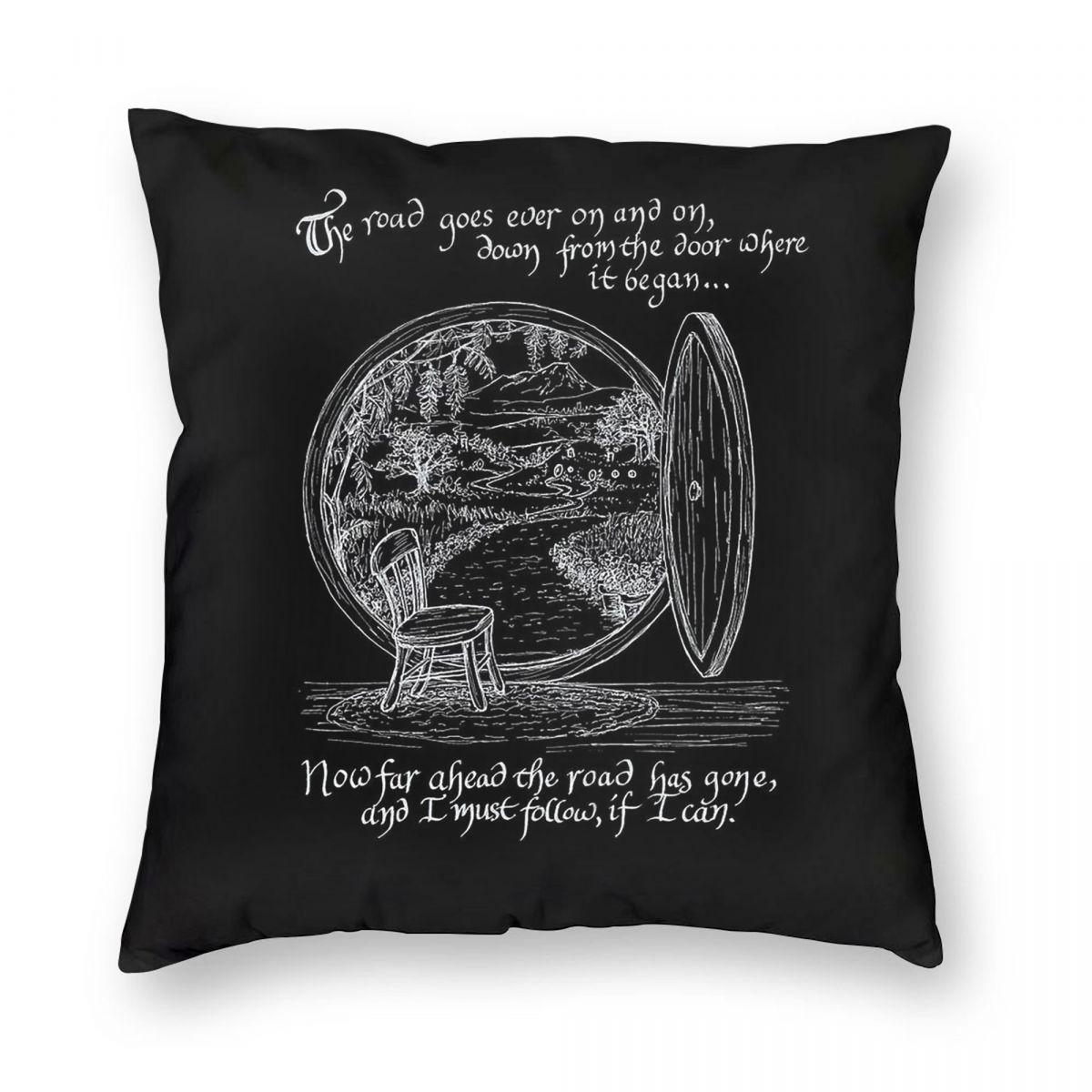 The Road Goes Ever On Square Pillowcase Polyester Linen Velvet Pattern Zip Decor Pillow Case Room Cushion Cover x 30x30cm