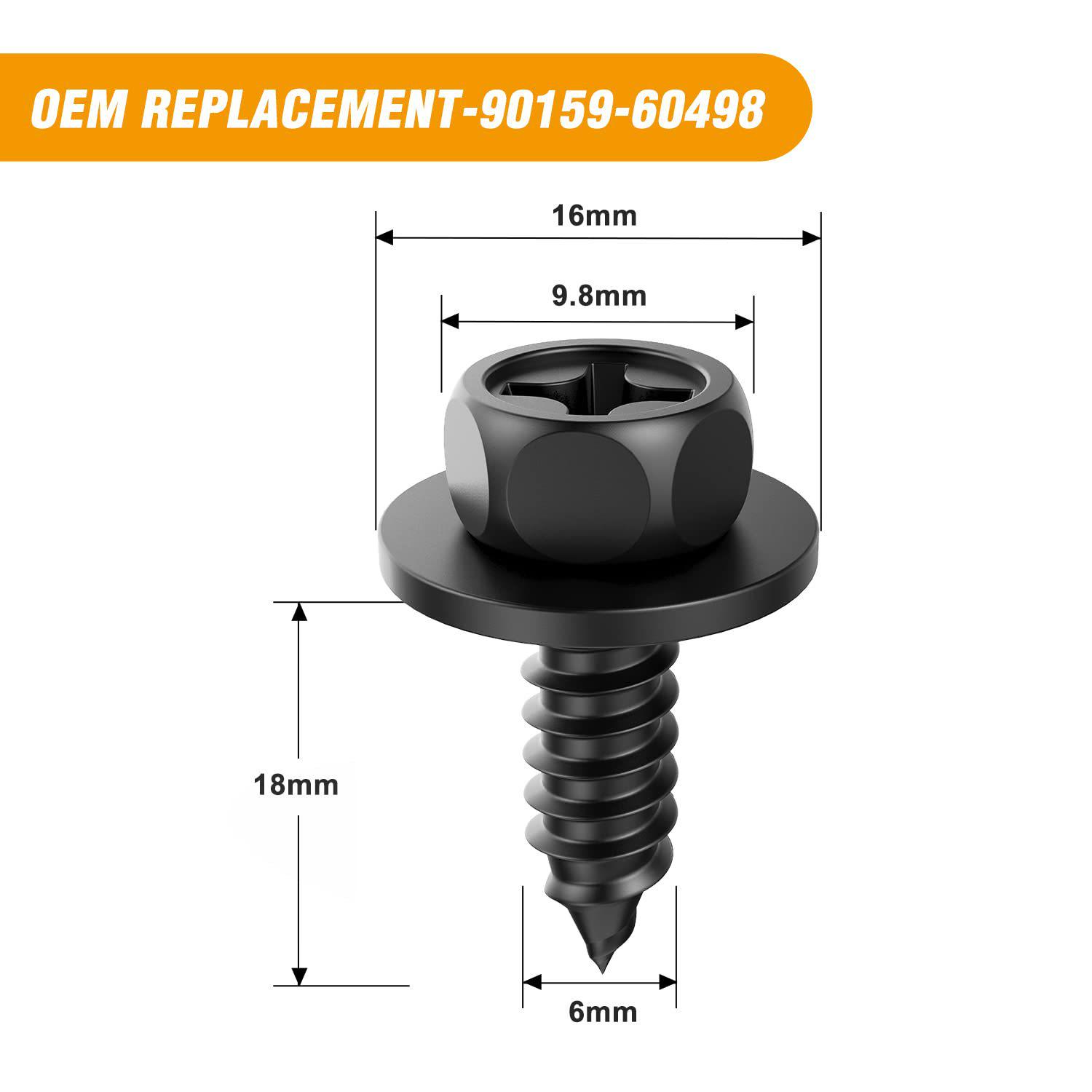 

Toyota Lexus Camry Bumper Fender Screw, Hex Head Self-Tapping, 90159-60498 Heng Hong