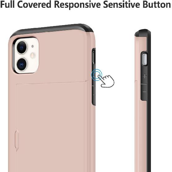 SAMONPOW for iPhone 11 Case Wallet Card Holder Dual Layer Heavy Duty Shockproof Anti Scratch Soft Rubber Bumper Case Phone Case for iPhone 11 6.1