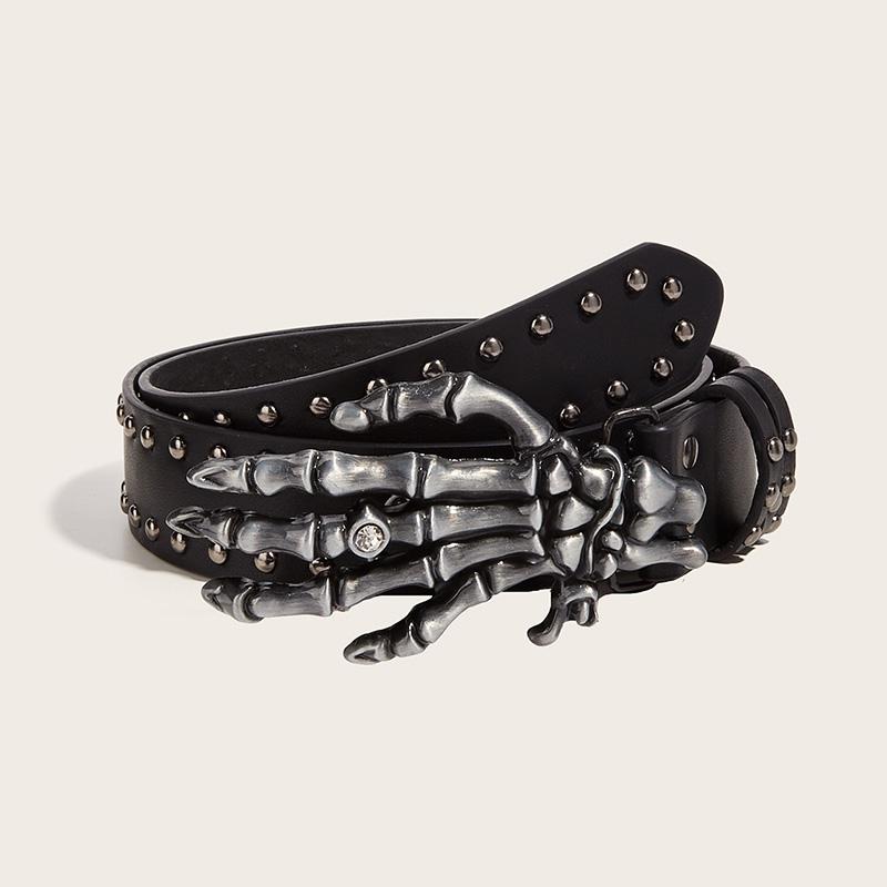 Desinger Belts For Women High Quality Luxury Brand Punk Goth Rivet Black Jeans Unisex Men Belt Paw Skull Buckle Waistband Man