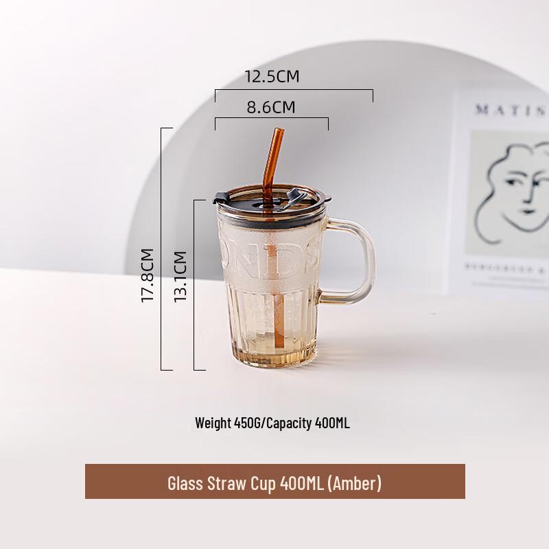 

Stylish Glass Tumbler with Lid and Straw