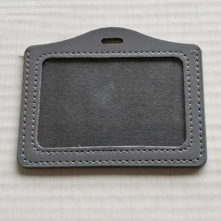 PU Leather Card Sleeve Women ID Badge Case Clear Bank Credit Card Badge Holder Bags School Student Bus Card Cover
