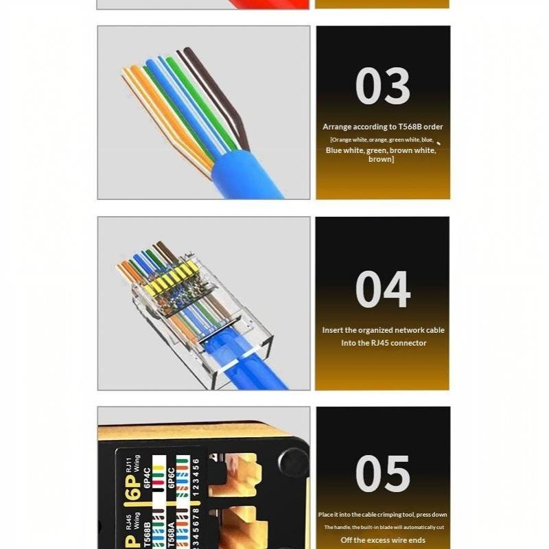 Síťová krimpovací kleště RJ45 3 v 1 Nerezová krimpovací, střižná a odizolovací kleště pro Ethernet kabel CAT8/7/6A/6/5E STP/UTP pro venkovní instalaci sítě