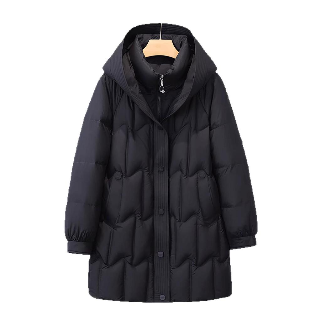 Stylish Temperament Down Jacket: Thickened Mid-Length Winter Coat for Middle-Aged & Elderly Women