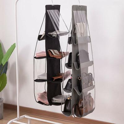 6/8 Pockets Clear Hanging Handbag Organizer, Multi-Shelf Tote Bag Storage Rack with Swivel Hook for Wardrobe Closet