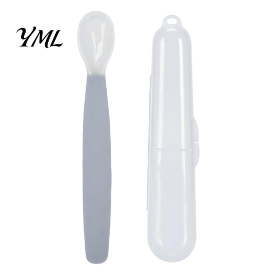 Portable Feeding Set for Travel Silicone Baby Spoon, Soft Non Slip Training Utensil, Easy Cleaning Complementary Spoon Infants And Toddlers