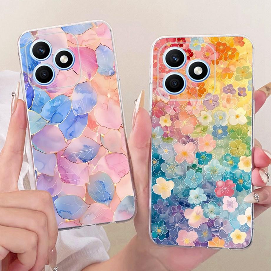 Flower Cartoon Boeknot Fashion Design Phone Case For Honor X8D 4G Funda 6.77" Soft Clear Silicone Shockproof Back Cover