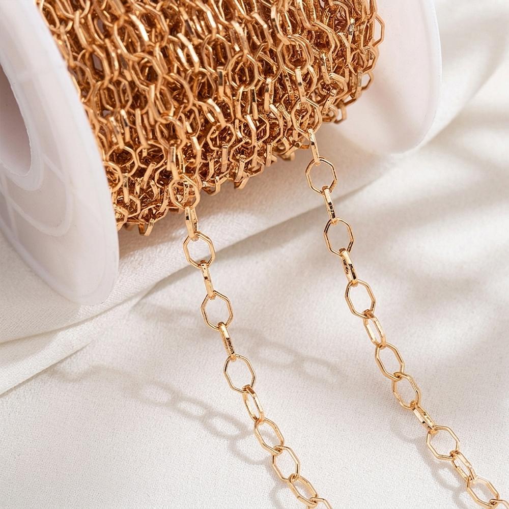 0.5Meter 1Meter 18k Gold Plated Brass Flat Oval Filled Cable Link Chains DIY Necklace Making Jewelry Bracelet Findings Supplies