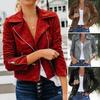 Women Fall Winter Jacket Zipper Closure Lapel Collar Regular Fit Solid Color Casual Shot Coat Long Sleeves Top Windbreaker