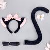 Kitten Cosplay Costume Animal Ear Headband Bowknot Tail for Women Girl Halloween Role Play Animal Outfit Accessories