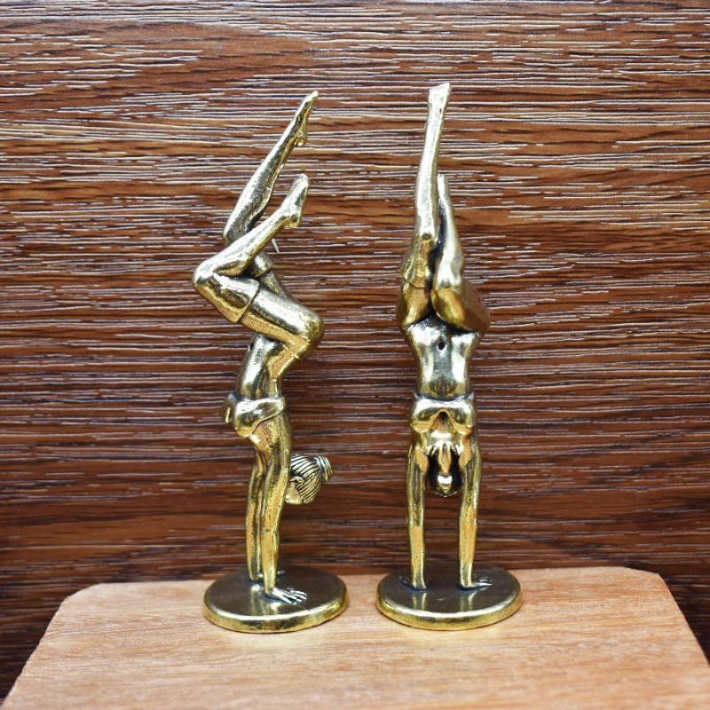 Brass Sexy Girl Figurines Bikini Beauty Statue Yoga Beautiful Woman Ornament Home Decor Model Collectible Gifts for Man Brothers