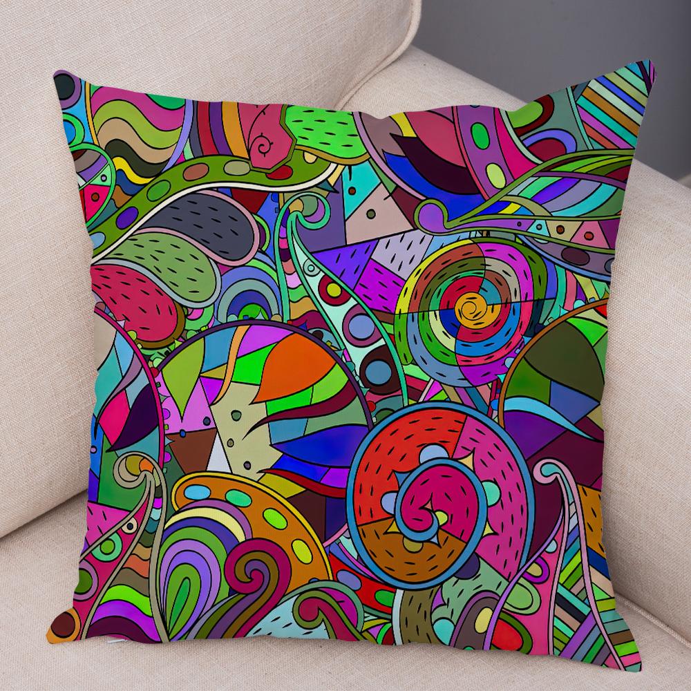 Bright Abstract Bohemian Floral Art Print Household Sofa Bedroom Decoration Pillow Cover Cushion Shell