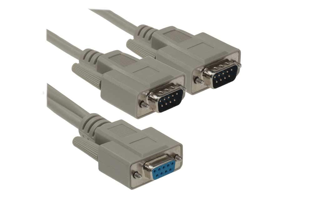 SF Cable 1ft DB9 Female To 2 Male Serial RS232 Splitter Cable.