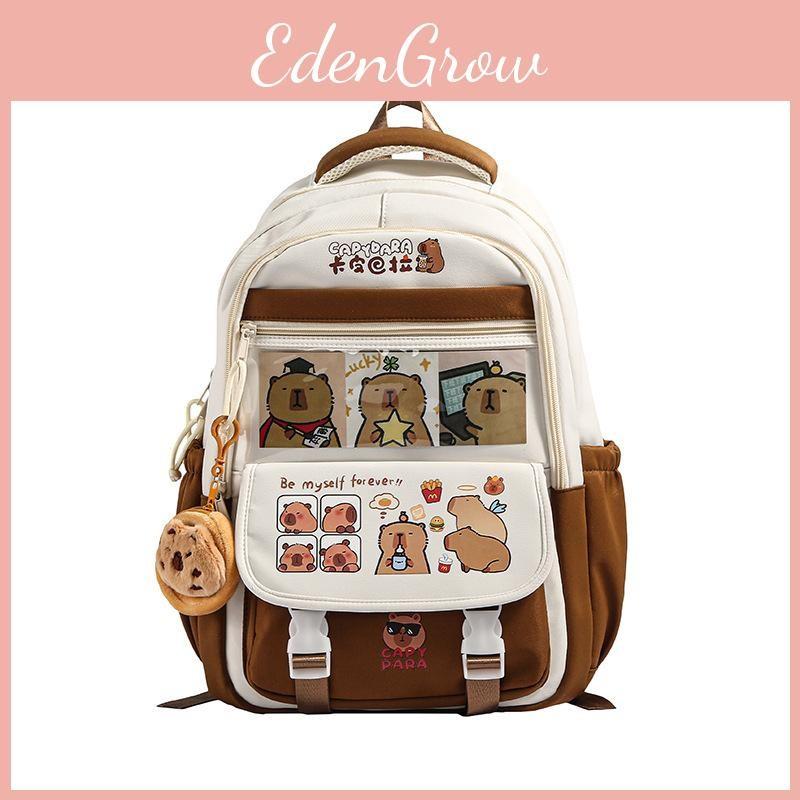 Large Cartoon Capybara Capacity  Backpack  Animal Print Girl Student Schoolbag