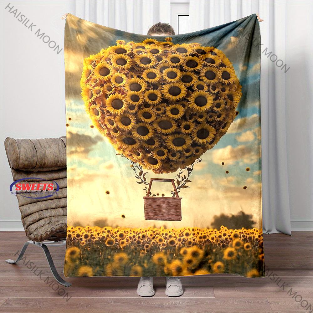 Coperta in Flanella Girasole per Divano, Soggiorno Camera da Letto Ufficio Plaid, Morbida e Calda Coperta Decorativa Regalo per Donne, Uomini