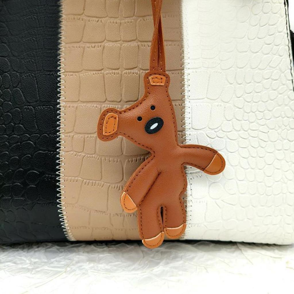 Mini Teddy Bear Keychain, Faux Leather Animal Keychain, Hanging Decoration Backpack, Handbag Hanging Decoration, Korean Version Bag Pendant