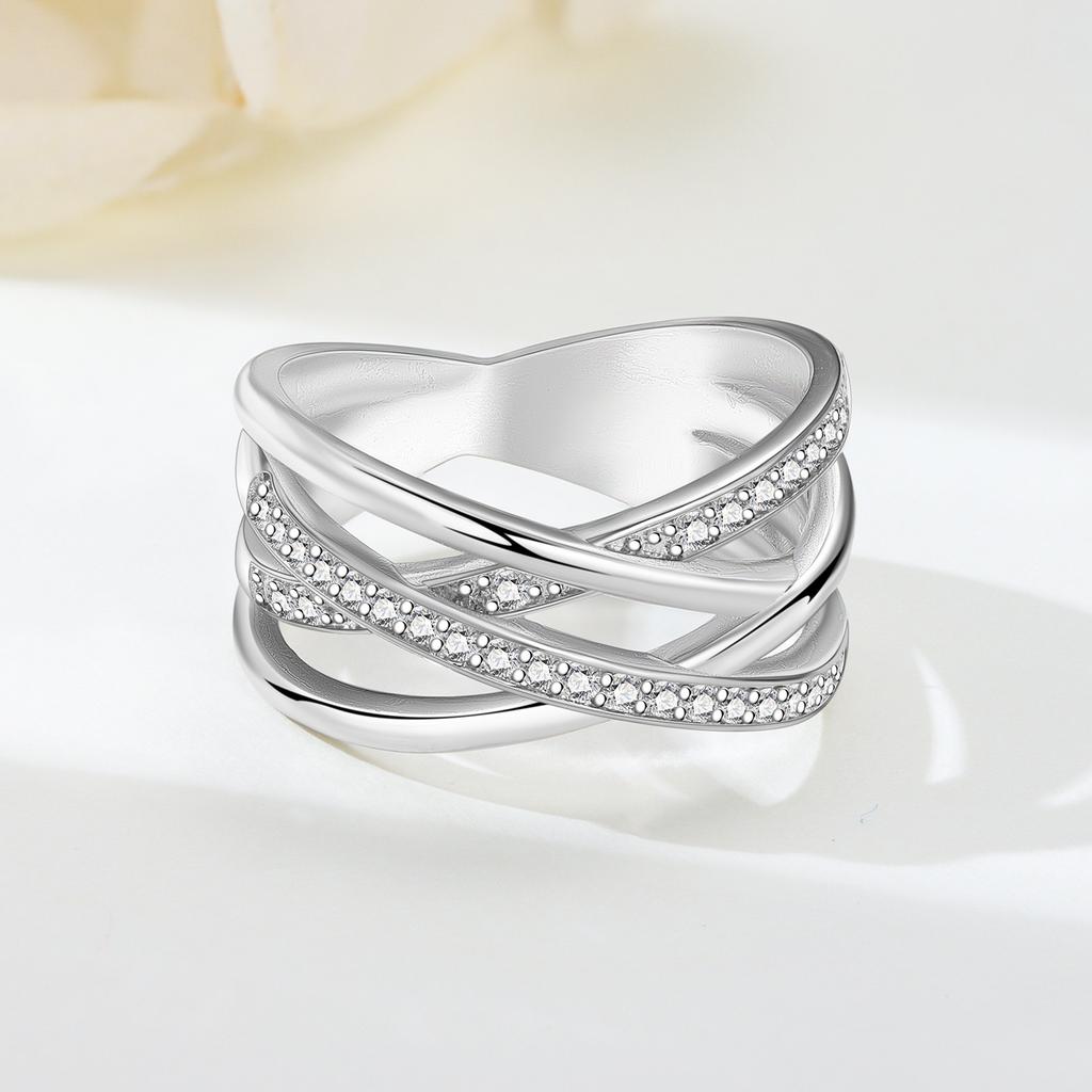 S925 Sterling Silver Original White Minimalist Woman's Multi-ring Braided Closed-mouth #6-9 Ring Jewelry Diy Fine Gift Accessory