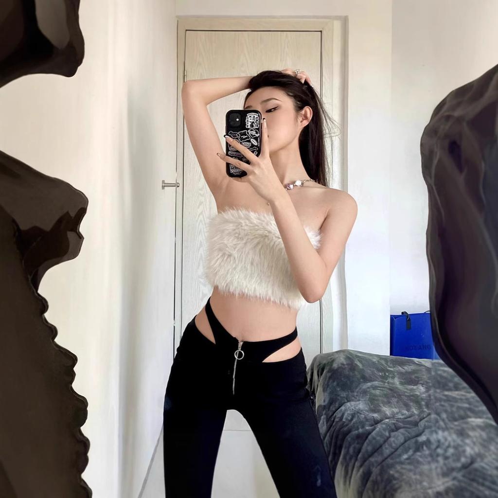 European and American Mao Mao suspender vest women's inner wear INS summer new sexy babes super short outer wear tube top