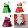 Vestito estivo per bambini The Croods per Halloween in cotone con fascia per capelli per neonati