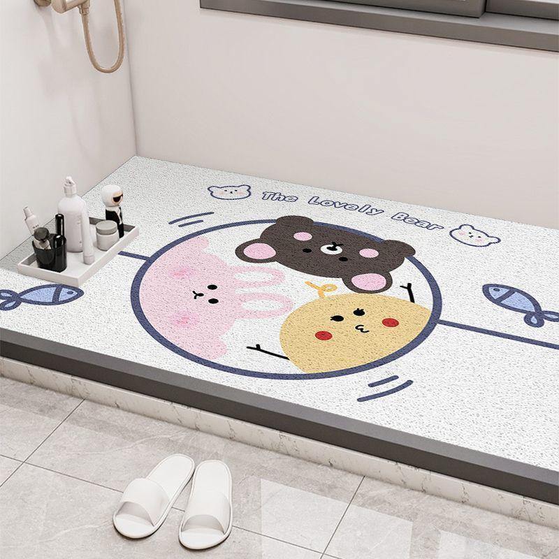 Cartoon Bathroom Floor Mats  Shower Room  Hollow Permeable Anti-slip Foot Mats  Easy To Repair  Cut Wire Ring Mats