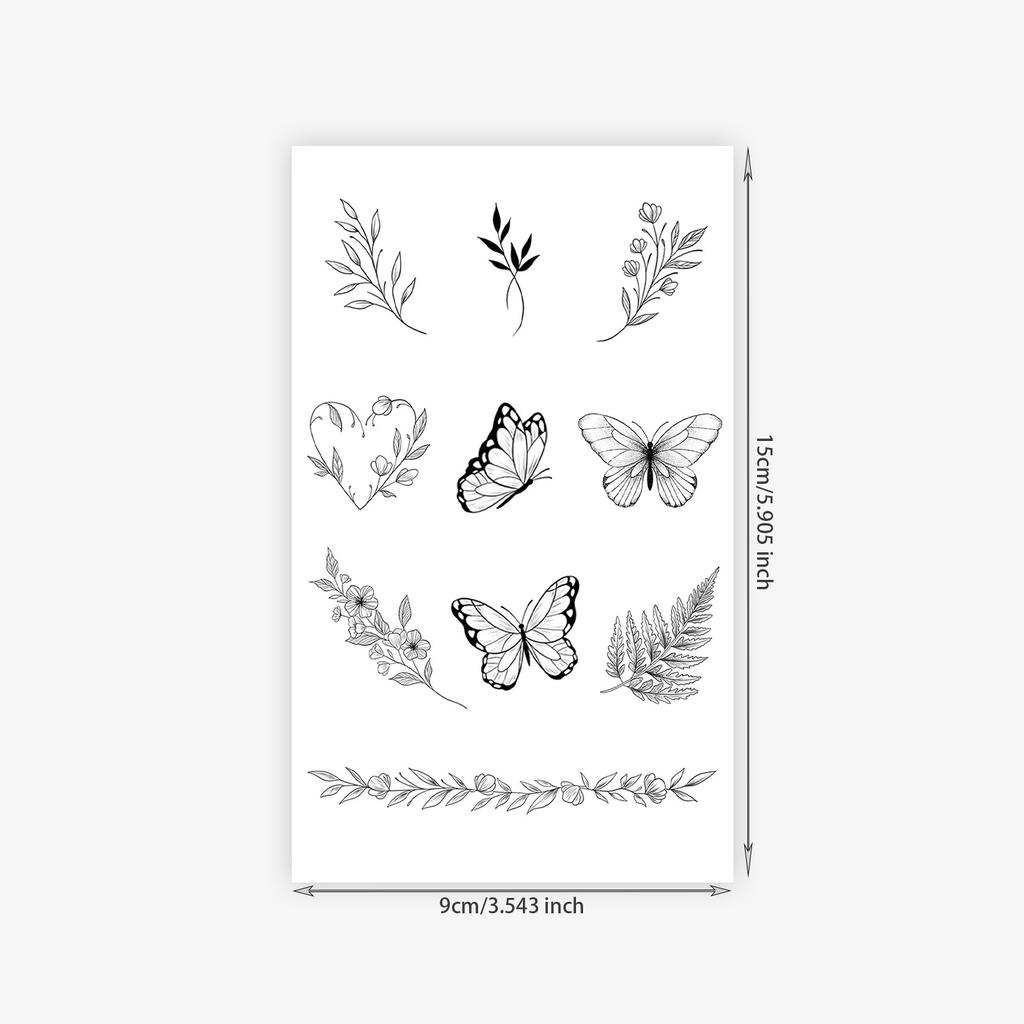 Flowers, Butterflies, Fingers, Collarbone, Small Pattern Tattoo Stickers, High-End Simple Tattoo Stickers