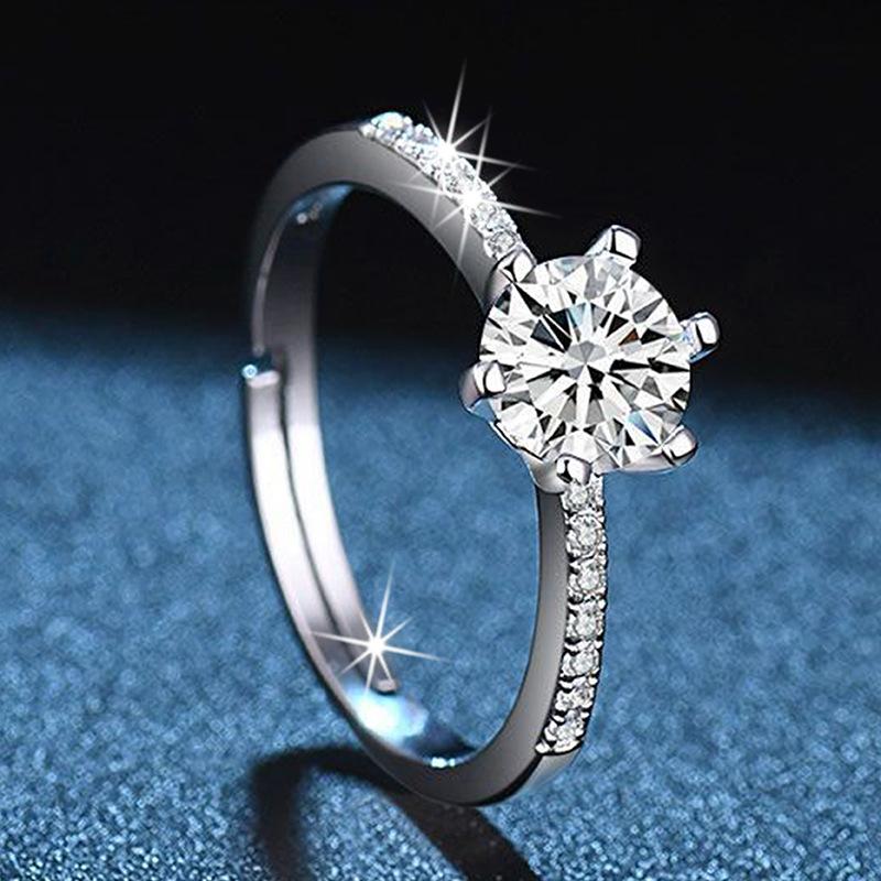 Original 925 Silver Ring High Quality Adjustable Opening AAA Zircon For Women Wedding Fine Fashion Jewelry Gift