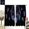 Colorful Dream Catcher Curtains Night Sky Stars Purple Feathers Curtain with Rod Pocket for Bedroom Living Room Decor Drapes