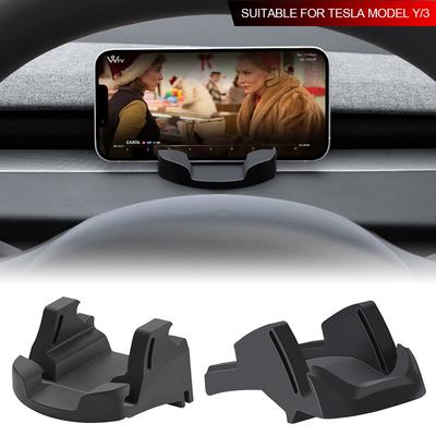 Supporto per Telefono per Auto Senza Tracce A Clip per Cruscotto/Bocchetta d'Aria Gomma Siliconica Liquida per Tesla Model 3 Y Highland 2017-2025