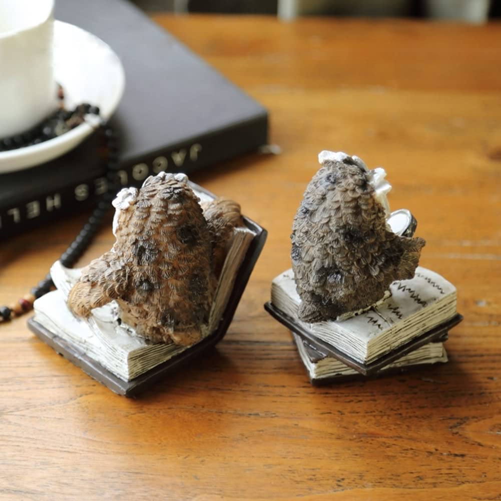 HIGHAWK Owl Figurine, Animal Mascot, Cute Mini Entrance Ornament, Resin Decor, Set of 2, Small Owls