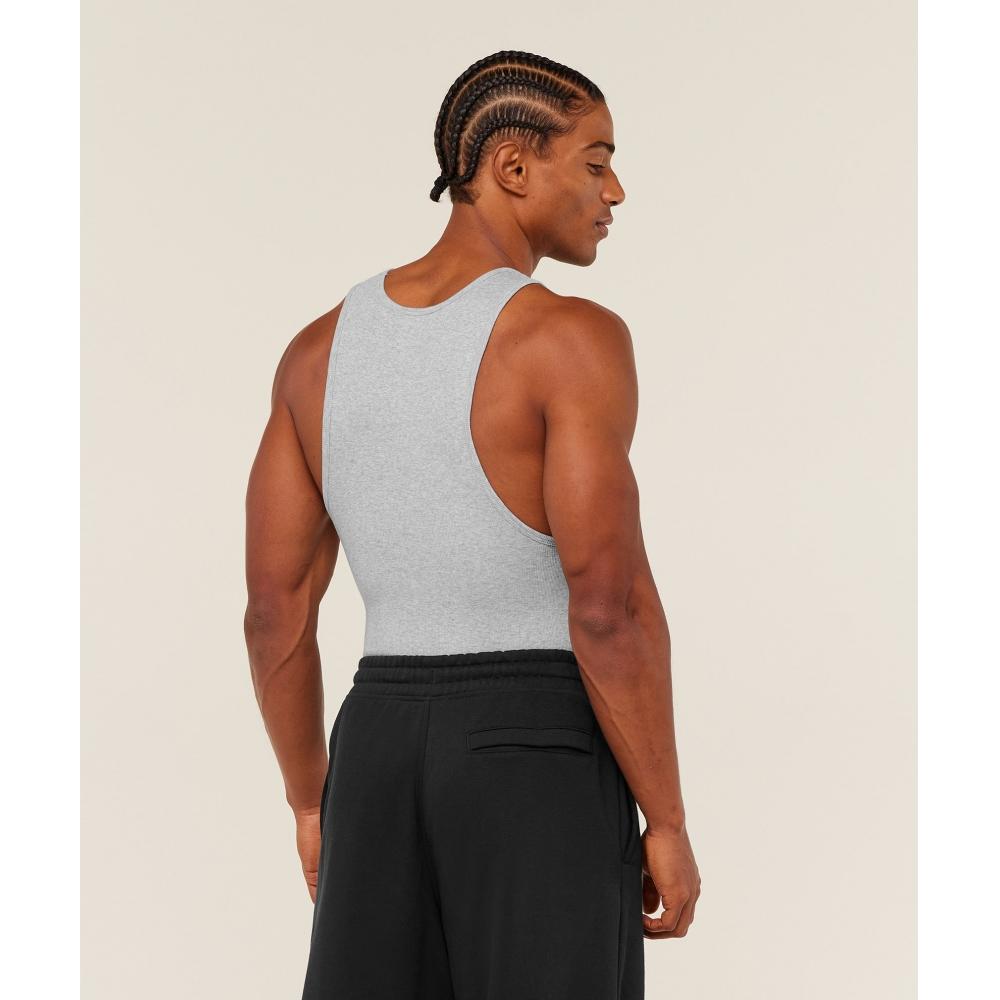Gymshark Ribbed Tank 1pk Light Grey Core Marl A5a8h Gbcn