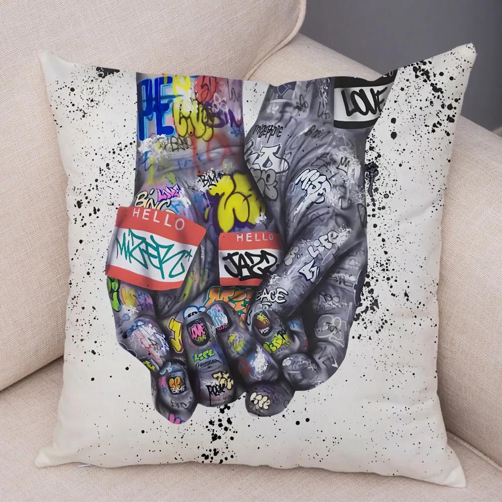 Home Deko Abstrakt Street Art Tier Kissenbezug Graffiti Gamepad Sofa