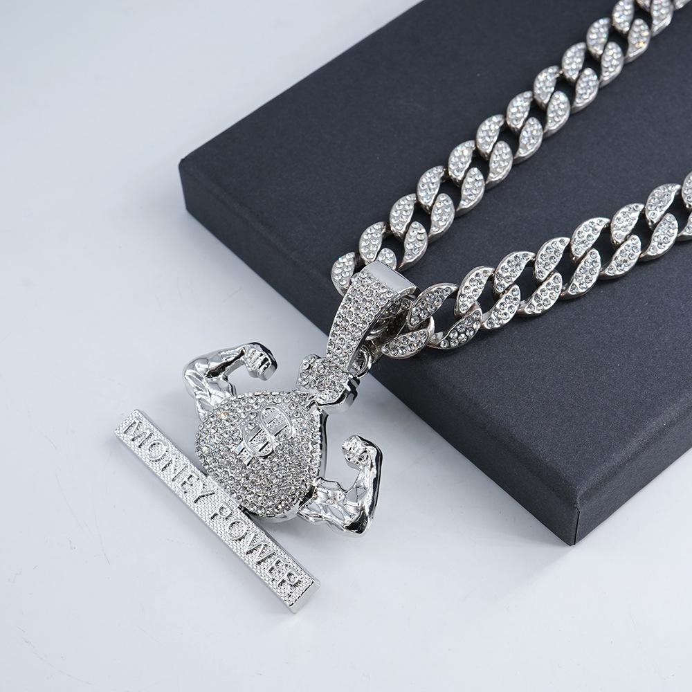 Dollar $Symbol Muscle Money Bag Pendant Money Power Hip Hop Necklace Men'S Accessories