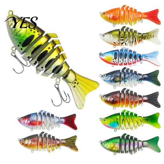 7-Section Swimbait 9.5CM/13.7G Multi-Jointed Fishing Lure with Hooks, Slow Sinking Swimbait, Hard Artificial Bait Bionic for Freshwater Saltwater