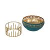 Two Moustaches 8 Inches Decorative Metal Urli with Stand, Urli for Home Decor, Flowers Decoration Bowl