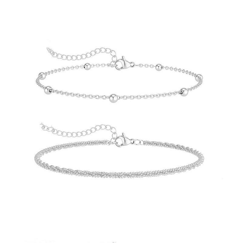 Minimalist Versatile Gypsy Double-layer Sparkling Premium Delicate Copper Bead Chain Double-layer Foot Chain Women