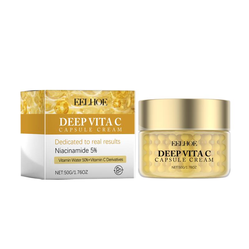Vitamin C Lightening Cream Capsules for Face Niacinamide Moisturizer Pigmentation Fade Glowing Skin Morning Night Use 50g