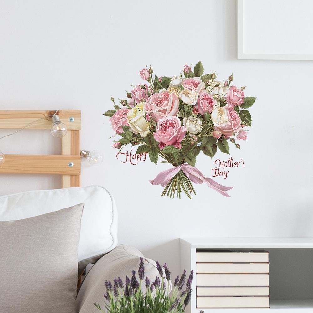 Fun-f149 Simulering Morsdag Blomsterbukett Sovrum Vardagsrum Fönster Bakgrund Landskapsarkitektur Väggdekal