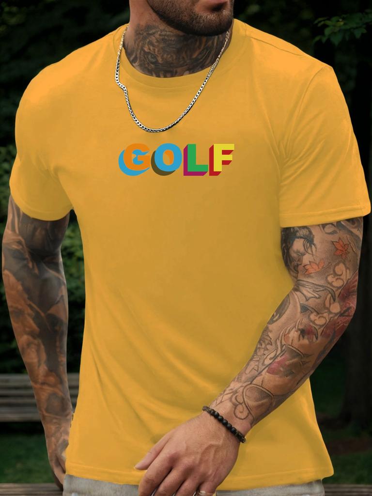 Kurzarm T-Shirt GOLF Herren 100% Baumwolle Muster Gedrucktes Hemd Sommer Rundhals Atmungsaktiv Lässig Mode Cooles T-Shirt