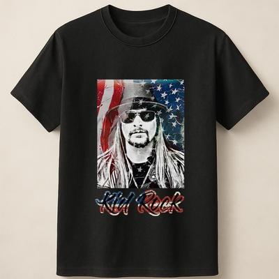 Kid Rock Flaga Amerykańska Patriotyczny Styl Vintage Graficzny Unisex Koszulka Unisex Koszulka