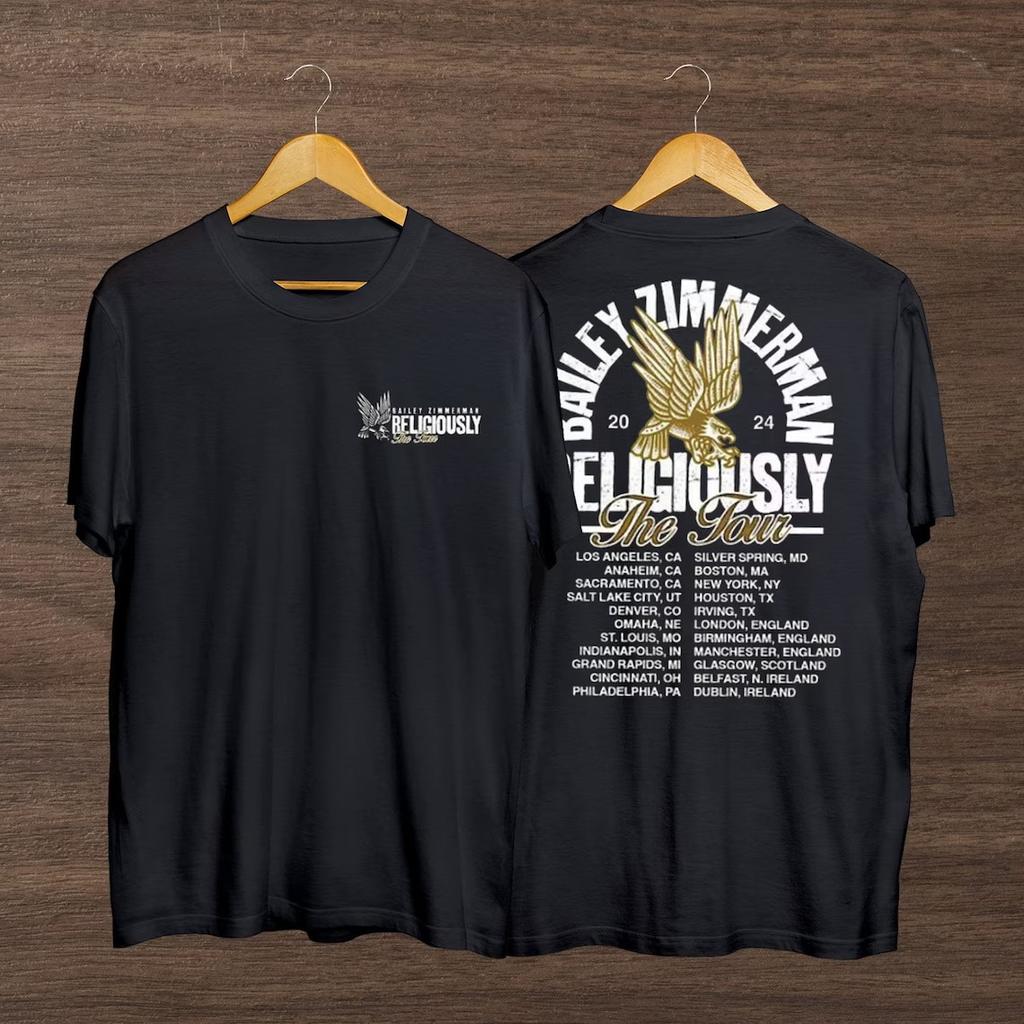 Bailey Zimmerman Religiously Tour 2024 T Shirt Full Size S5XL