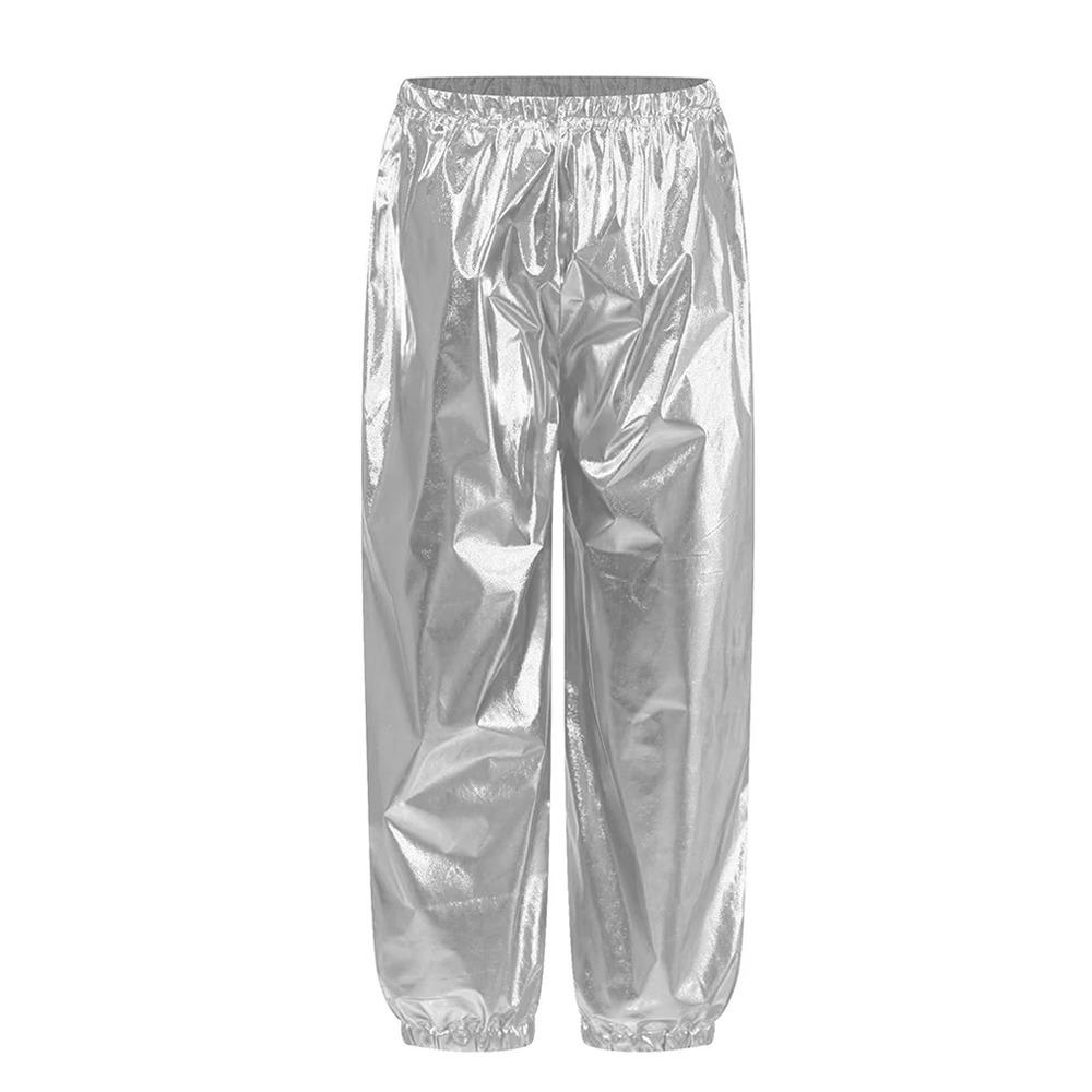 

Metallic Hip Hop Pants Shiny Jazz Pants Fashion Kids Dance Pants Kids Boys Girls 110CM срібний