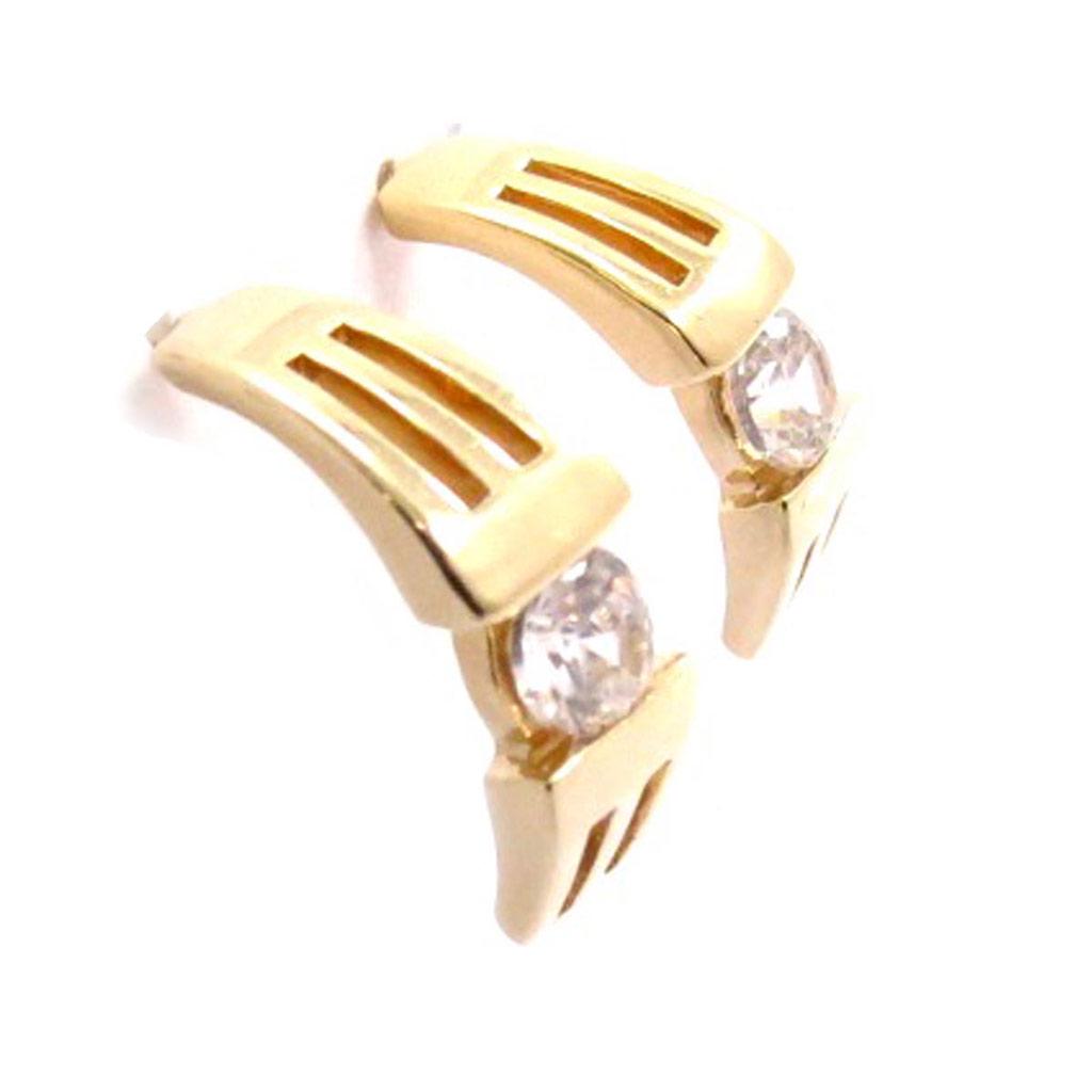 Les Trésors De Lily [J6026] - Gold Plated Half Hoop Earrings 'Goddess' White Gold - 15x5 Mm