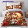 Valentine's Day Pattern Bedding Quilt Cover Pillowcase Home Decoration Birthday Gift (1 * Duvet Cover + 2 * Pillowcase, Without Core)