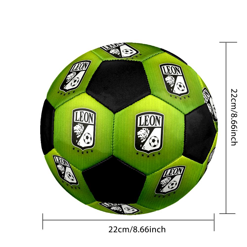 SIZE 5 León FC Soccer Ball Colorful All Ages Machine Stitched PVC Competition Ready Durable High-Bounce