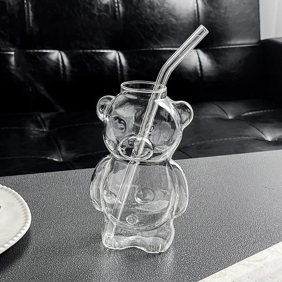 Bear Shaped Glass Cup 320ml Cute Teddy Bear Wine Glass Unique Champagne Tumbler Juice Drinking Glassware Birthday Gift