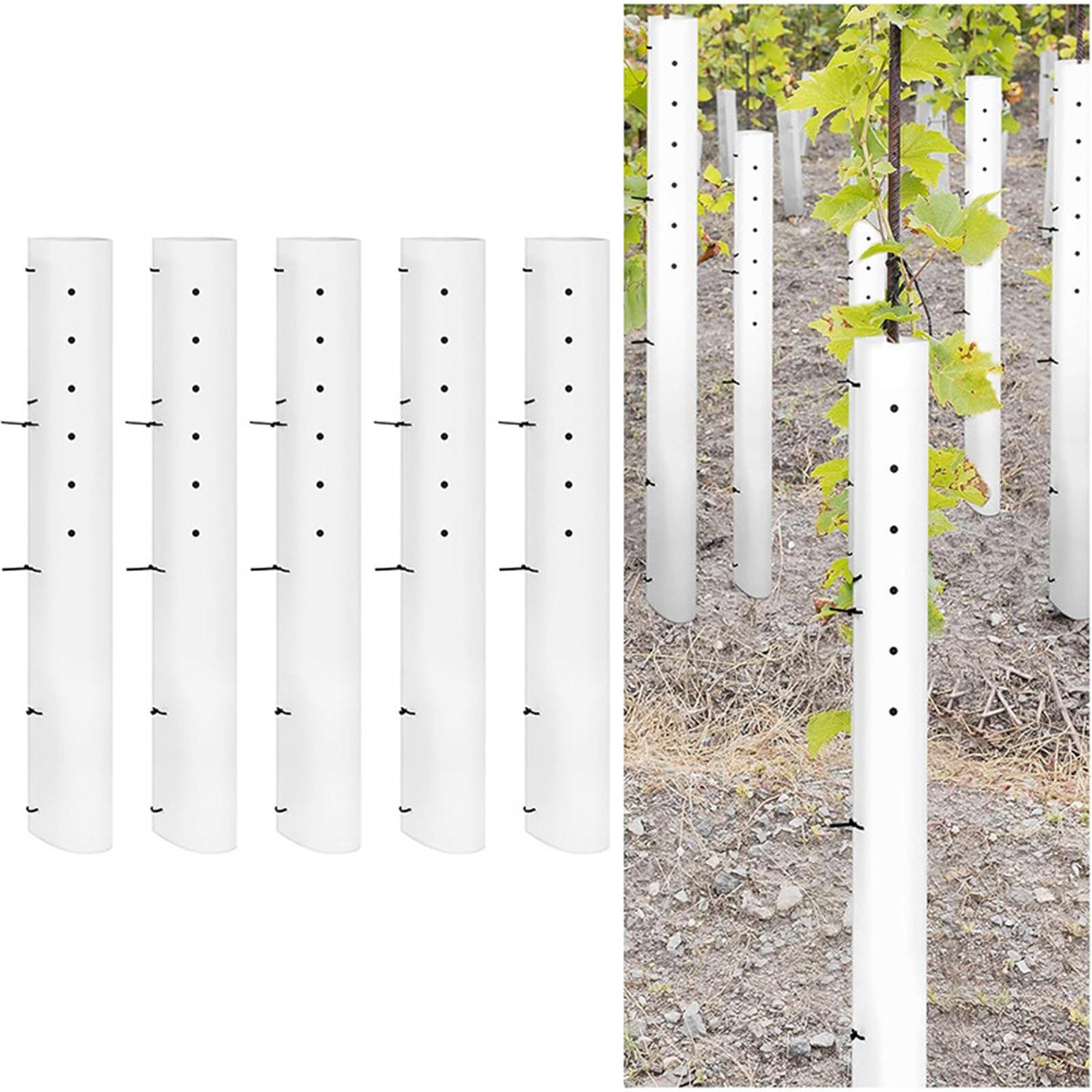 

5 Pieces Tree Seedling Grow Tube Protectors Vented Plant Shelter with Zip Ties for Lawn 36inch